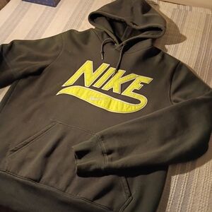 Nike Men's Dark Gray and Yellow Hoodie
